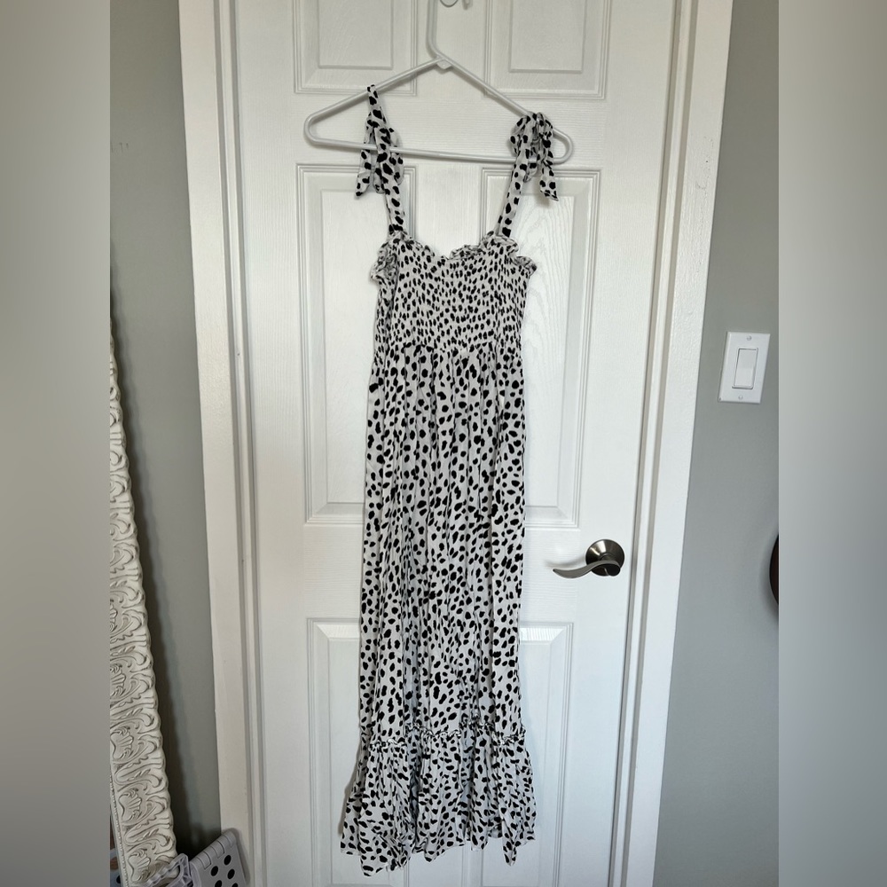 Cotton Irregular Polka Dot Maxi Dress Size L